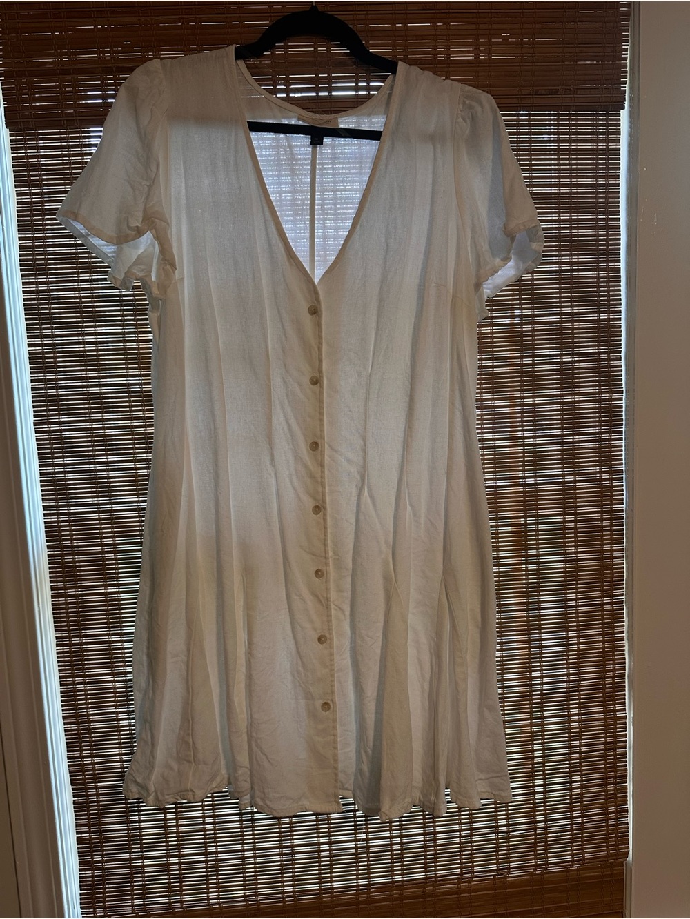 Universal Thread Linen Cream Button-Front Mini Dress
